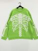 Stylish Contrast Color Skull Jacquard Knit Sweater - Loose Fit Casual Pullover For Halloween & Fall Fashion_viptrois.com
