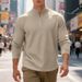 Men's Casual Stand Collar Half-Zip Sweatshirt With Jacquard Design - Lightweight Loose Fit Pullover For Autumn Winter_viptrois.com