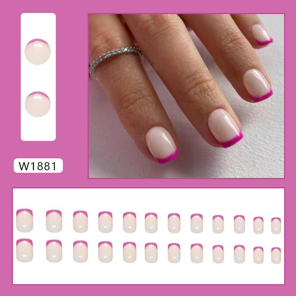 Beauty & Health Simple Plum Color French Short European Square Fashion All Match White Ins Nail Art 24 Pieces_viptrois.com