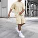 Oam Men's Summer 2-Piece Outfit, Lightweight Quick-Dry Short Sleeve T-Shirt & Shorts Set, Athletic Casual Lounge Wear, Multiple Colors_viptrois.com