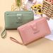 Coin Purse Smooth Zipper Press Button High Capacity Horizontal Multifunction Pocket Storage Delicate Sewing Long Fold Female Clutch Bag For Work_viptrois.com