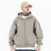 American Style Bomber Short Cardigan Zipper Fleece Hooded Sweatshirt Casual Sweatshirt_viptrois.com