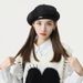 Korean Style Autumn Winter Woolen Metal Label Beret Women Octagonal Big Head Circumference Make Your Face Look Smaller_viptrois.com
