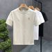 2025 Summer Simple Small Embroidery Short Sleeve T-Shirt Men's Trend Brand Half Sleeve Men's Crew Neck Casual Solid Color T-Shirt_viptrois.com