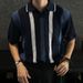 Men's Clothing Striped Lapel Polo Shirt Design Niche Men's Loose Sweater T Shirt_viptrois.com