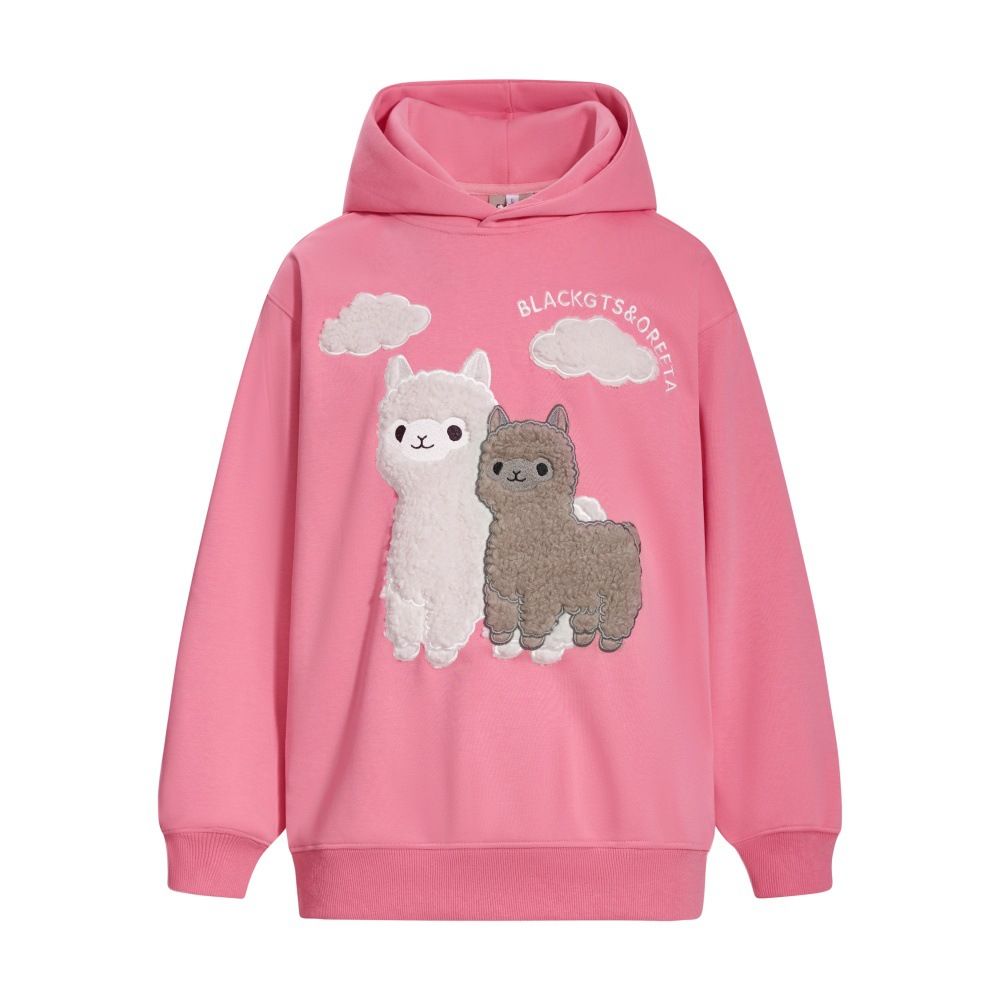 Cartoon Sheep Flocked Embroidery Hooded Sweatshirt American Style Trendy Brand Men's Loose Casual Autumn Winter Long_viptrois.com