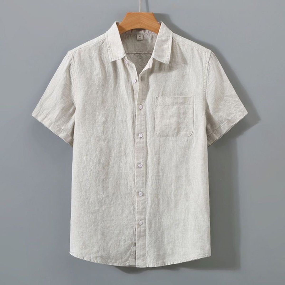 Men's Clothing Retro Casual Thin Short Sleeve Loose Cotton And Linen Shirt_viptrois.com