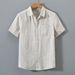 Men's Clothing Retro Casual Thin Short Sleeve Loose Cotton And Linen Shirt_viptrois.com