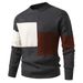 Men's Color-Block Crewneck Sweater – Soft Cotton Blend Knit Pullover For Autumn (Charcoal/Beige/Black) – Relaxed Fit Casual Daily Wear (M-XXXL)_viptrois.com
