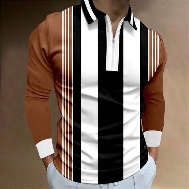 Men's Clothing Menswear Zipper Long Sleeve Casual Slim Fit Men's Sports Lapel Shirt Polo Shirt_viptrois.com