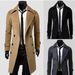 Men's Clothing New Men's Double Breasted Nylon Windbreaker Mid Length Trendy Slim Casual Coat_viptrois.com