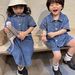 Children's Summer Denim Suits Boys 2025 New Baby Short Sleeved Summer Clothes Girls Dresses Siblings Clothes_viptrois.com