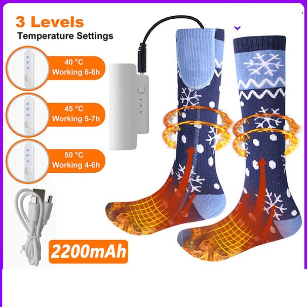 3-speed temperature control electric heating socks outdoor cycling and skiing USB smart heating socks wholesale_viptrois.com