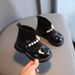 Child's shoes Fashion Princess small shoes Children's plush patent leather big head dance shoes flying knit leather shoes_viptrois.com
