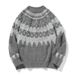 Pure Simple Vintage Soft Fair Isle New Year Red Christmas Jacquard Design Sweater Men's Lazy Loose Knitted Top_viptrois.com