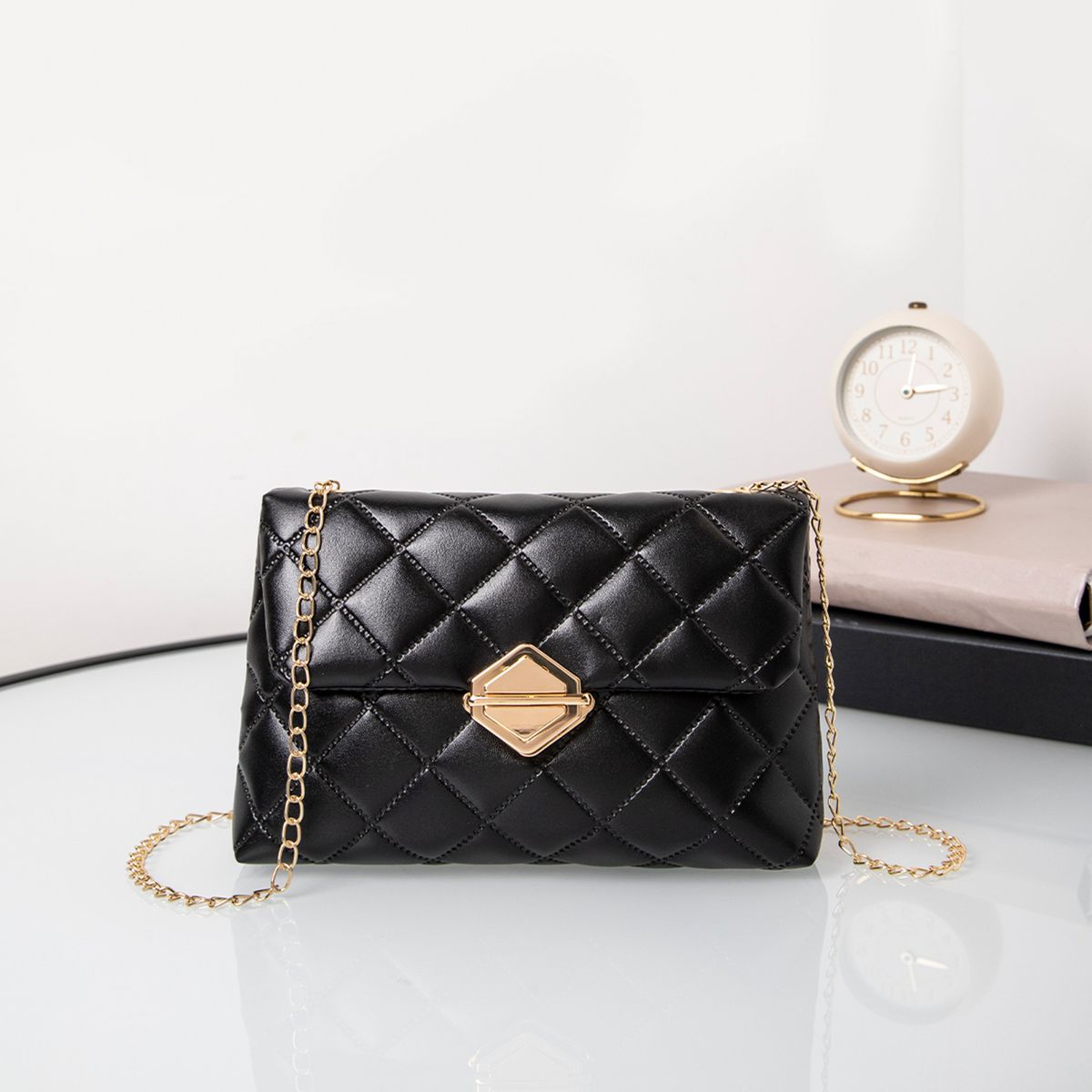 Fashion Quilted Crossbody Bag For Women - Triangle Lock Shoulder Purse Versatile Casual & Office Handbag_viptrois.com