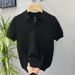 Men's Slim Fit Polo Shirt High End Knitted Trendy Short Sleeved Stretch Collar Business Commuting Ice Silk T-Shirt_viptrois.com