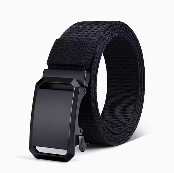 2025 New Men's And Women's Canvas Nylon Belt Non-porous Automatic Buckle Belt Simple White With Light And Durable Student_viptrois.com