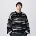 Mohair Round Neck Sweater Casual Contrasting Striped Knit Sweater Loose Couple Base Shirt_viptrois.com