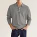 2023 Autumn Long Sleeved V-neck Button Men's Casual Top Polo Shirt_viptrois.com
