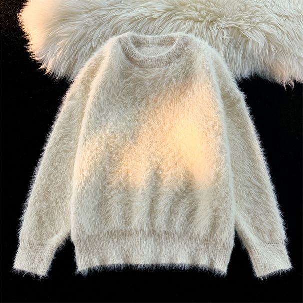 Lazy Style Round Neck Sweater For Boys, Winter New Style, Loose And Versatile, Solid Color Knitted Sweater, Trendy Brand_viptrois.com