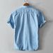 Summer Men's Solid Color Cotton Denim Casual Short Sleeved Shirt_viptrois.com