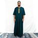 Men's Moroccan Style Embroidered Thobe – Modest Islamic Long Robe With Side Pockets (S-Xxl) – Polyester-Rayon-Spandex Blend_viptrois.com