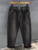 European And American Foreign Trade Pants, High Street Instagram Trendy Brand Jacquard Full-print Design Jeans, Men's Loose Wide-leg Pants, Trendy_viptrois.com