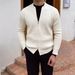 Men’s Double-Zip Knit Cardigan – Slim Fit Casual Sweater Jacket (M-3XL, 4 Colors, Breathable Polyester Blend, Wrinkle-Resistant, Korean Style)_viptrois.com