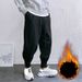 Men's Streetwear Cargo Joggers - Fleece-Lined Drawstring Pants With Utility Pockets, Hip-Hop & Casual Winter Trousers (Black/Grey, Sizes M-8xl)_viptrois.com