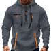 Men's Zip-Up Hoodie With Multi-Pocket Design – Thickened Fleece Lining, Stylish & Functional For Casual & Outdoor Wear_viptrois.com