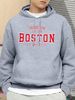 Men's Autumn And Winter Casual Fashion Loose Hooded Sweatshirt Boston Letter Pattern Print Warm Long Sleeved Pullover_viptrois.com