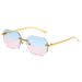 Polygonal Frameless Sunglasses - Metal Trim UV Protection Shades With Modern Geometric Design_viptrois.com
