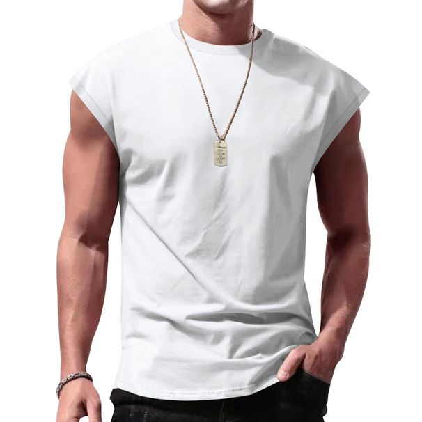 K New Men's Sleeveless Casual Sports Loose Sleeveless Base Shirt Vest. No Necklaces Or Other Accessories_viptrois.com