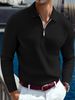 2025 New Style European And American Men's T-shirt, Knitted Lapel, Business Button, Fitted Long-sleeved Polo Shirt_viptrois.com