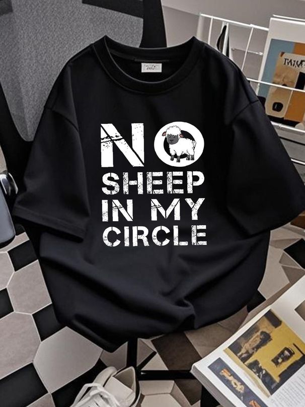 No Sheep In My Circle T-Shirt Don't Be Unvaccinated Women Men XL L M 2XL Black Streetwear Versatile Breathable Graphic Fashion Comfortable_viptrois.com