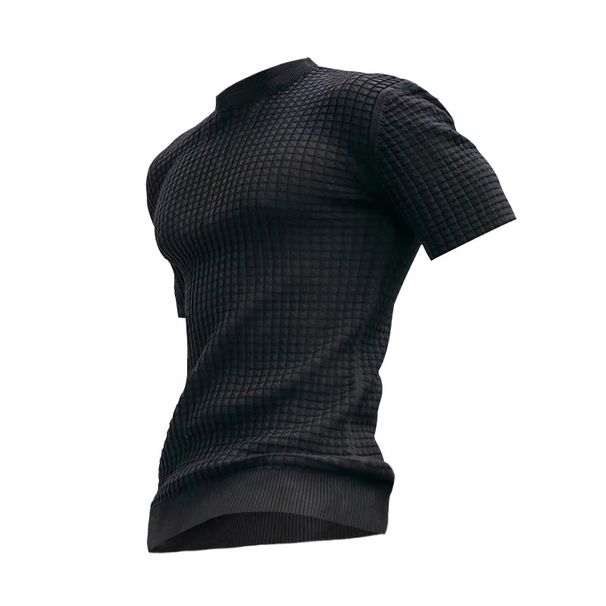 Men's Clothing new spring and summer men's small square T shirt round neck casual top_viptrois.com