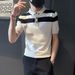 Men's Clothing Summer Trend Striped Polo Shirt Men's Brand Thin Lapel Short Sleeved T Shirt New Slim Business Casual Half Sleeve_viptrois.com