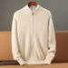 Pure Autumn Winter New Thickened Loose Men's Half Turtleneck Zipper Cardigan Casual Wool Knitted Sweater Jacket_viptrois.com