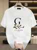 Men's 100% Cotton GL Camellia Print Tee, CLARIVO PARIS Casual Round Neck French Vintage Short Sleeve T-shirt_viptrois.com