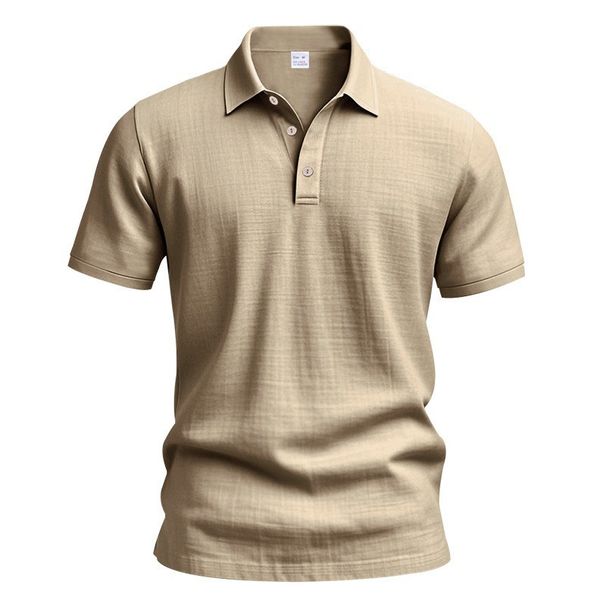 Men's Premium Linen-Blend Polo Shirt – Breathable Short-Sleeve Casual Top With Reinforced Collar – Slim Fit Summer Essential For Work & Travel_viptrois.com
