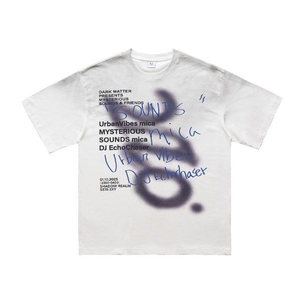American Street Style Washed Faded Digital Print Cotton Loose Short Sleeve T-Shirt For Men Summer New_viptrois.com