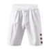 Men's Clothing Summer Men's Loose American Linen Beach Casual Button Solid Color Five Point Sports Shorts Men_viptrois.com