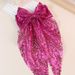 European And American New Sequins Double Layer Mesh Oversized Bow Spring Clip Long Floating Headdress Hairpin Fashionable Daily Girls_viptrois.com