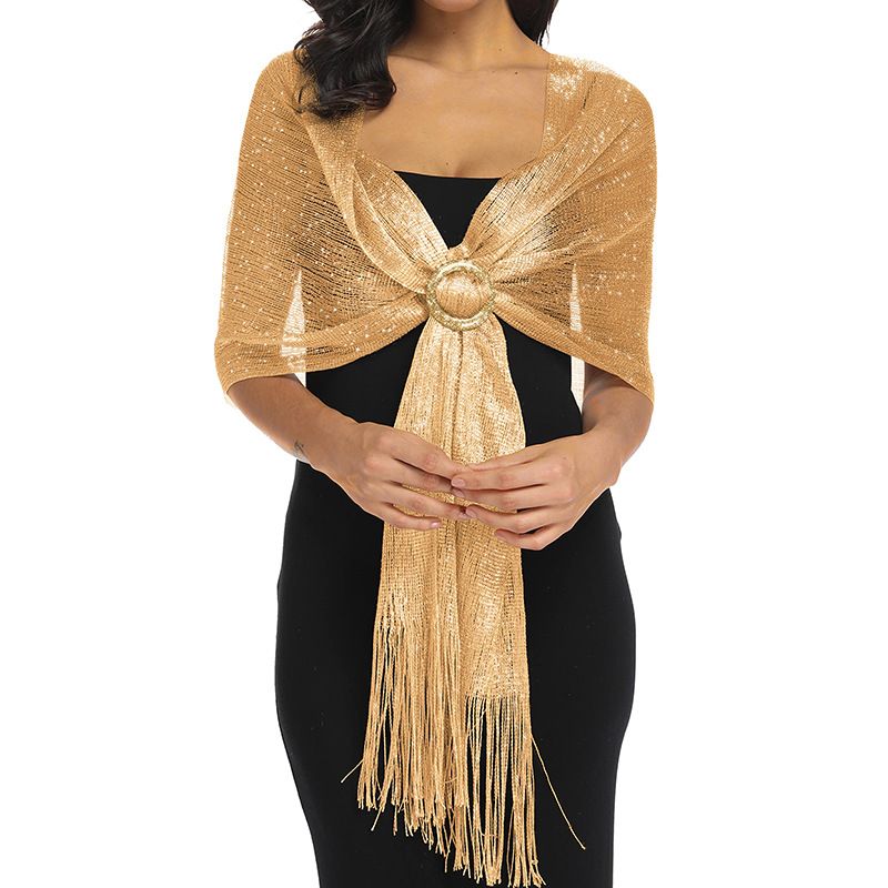Cross border hot selling gold and silver silk shawl flat scarf bride bridesmaids dance party wedding dress evening dress shawl_viptrois.com
