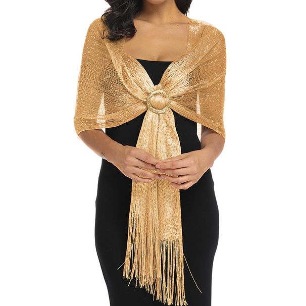 Cross border hot selling gold and silver silk shawl flat scarf bride bridesmaids dance party wedding dress evening dress shawl_viptrois.com