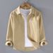 Cotton Long Sleeved Solid Color Shirt For Men, Simple Workwear, Versatile, Loose Quality Shirt Jacket For Men_viptrois.com