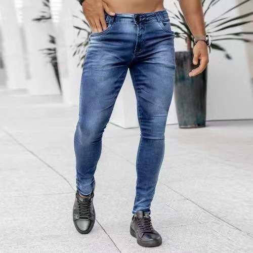 Men's Clothing New Denim Pants Ins Trend Black Slim Fit High Waist Denim Small Leg Pants_viptrois.com