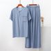 Men's Clothing Cotton Silk Pajamas Thin Short Sleeved Suit Artificial Home Clothes Trousers Two Piece Suit_viptrois.com