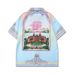 Men's Clothing Retro Palace Digital Printing Leisure Suit Beach Loose Short Sleeved Shirt Shorts_viptrois.com